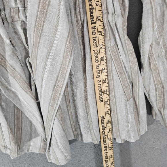 Fate Womens Linen Viscose Blend Open Frount Tie Jacket Cream Strip Size Medium M - Picture 11 of 12